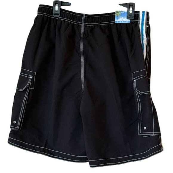 Panama Jack Men's 20 1/2" Contrast Stitch Swim Trunks Black White Size 2X NWT - Picture 2 of 4